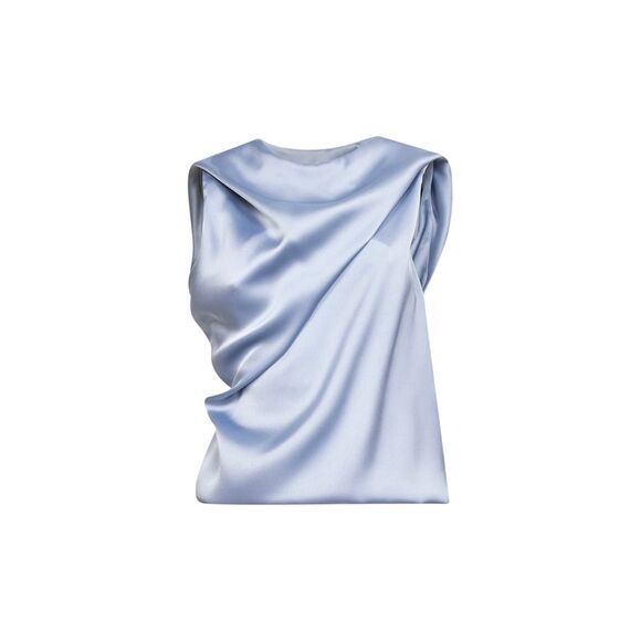 Blanca Vita Women Powder Blue Satin Tafoly Draped Top